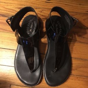 Kork-ease black patent leather sandals